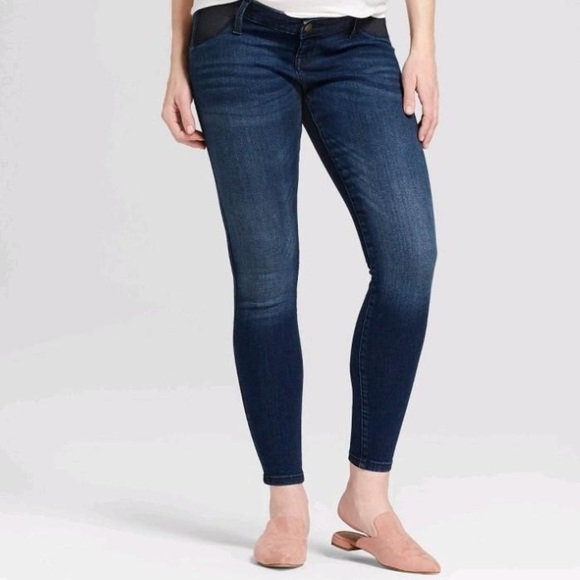 Isabel Maternity by Ingrid & Isabel Denim - Isabel Maternity Under Belly Skinny Maternity Jeans Dark Blue Size 2